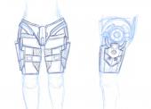Sketches for thigh armor pieces
