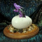 Dragon Hatchling Sculpture - Purple Yawn