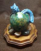 Dragon Hatchling Sculpture - Turquoise and Green, Front View