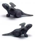Oswald the OtterGoyle - Polymer clay otter gargoyle, side views