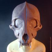 Wolf skull mask sculpture from the front