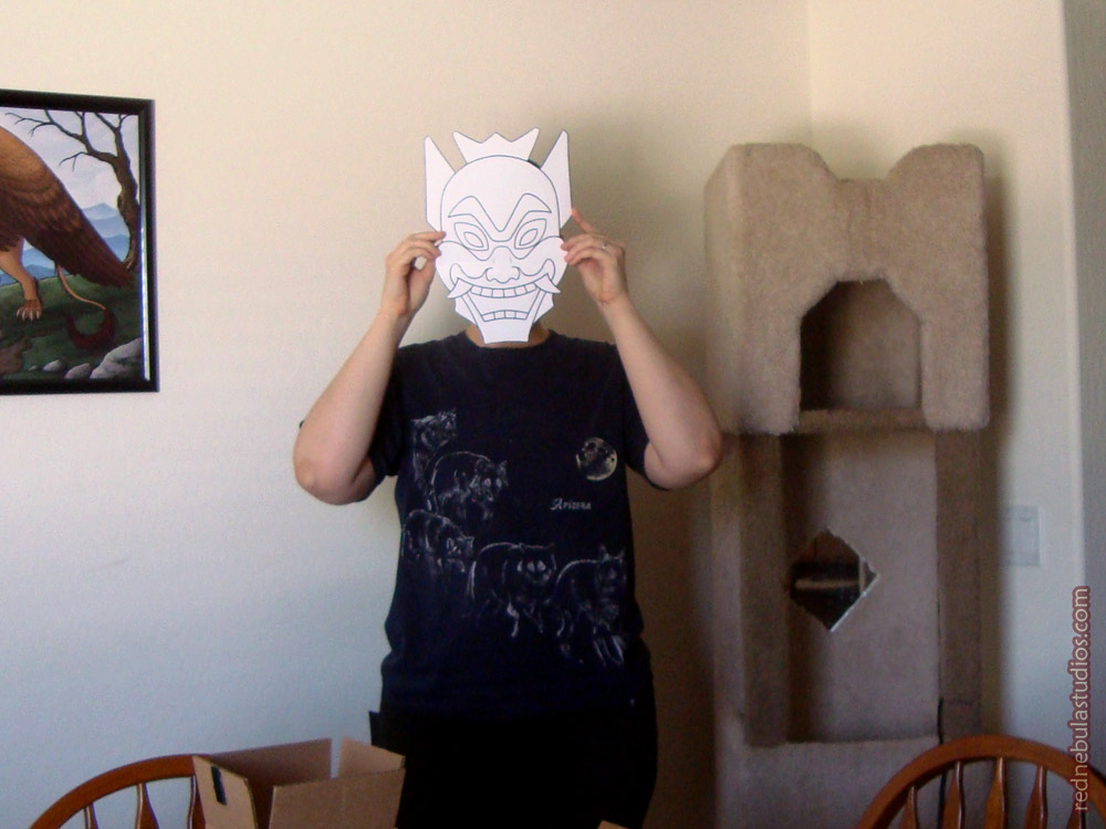 Paper cutout size test for the Blue Spirit mask