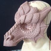 Sculpting the dragon mask